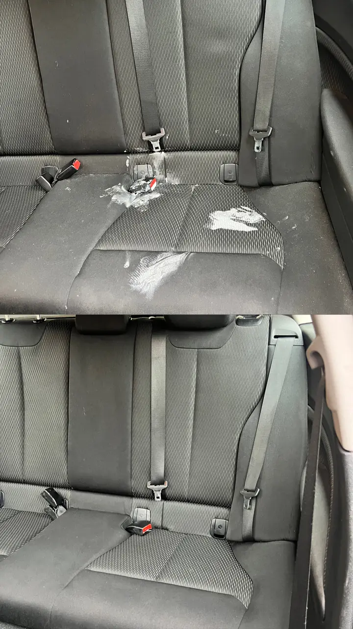 Achterbank · voor en na — resultaat van The Cleaning Company