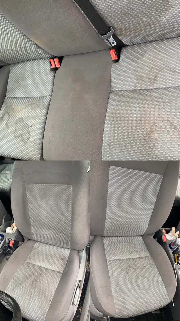 Autozetels · voor en na — resultaat van The Cleaning Company