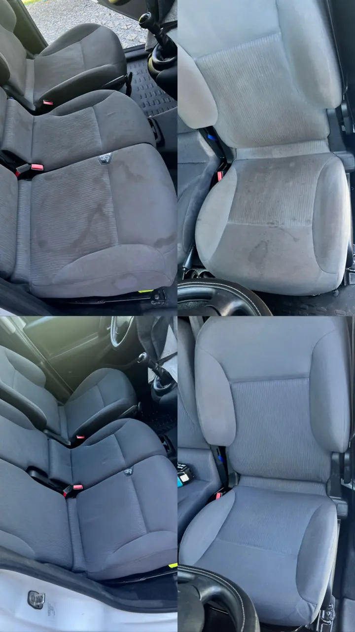 Autozetels · voor en na — resultaat van The Cleaning Company