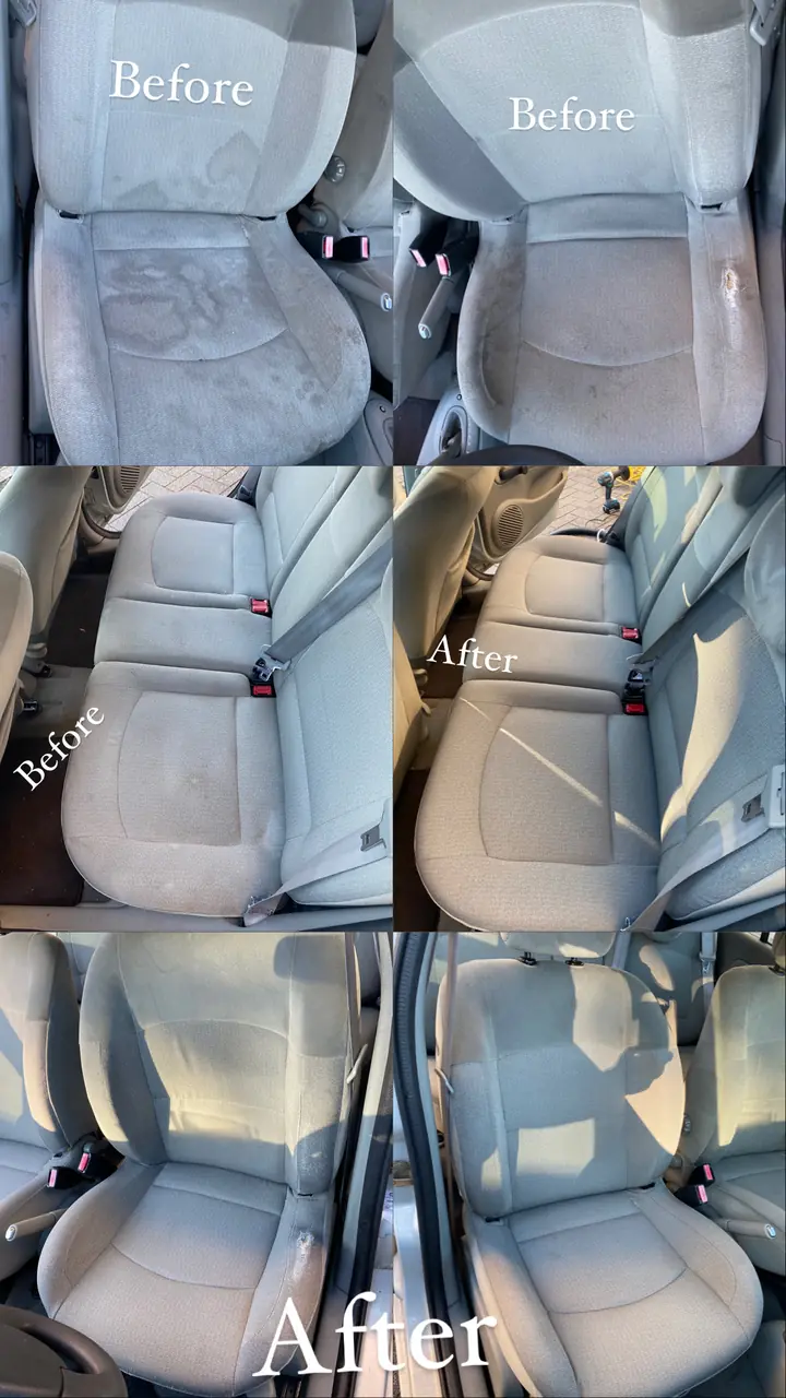 Autozetels · voor en na — resultaat van The Cleaning Company