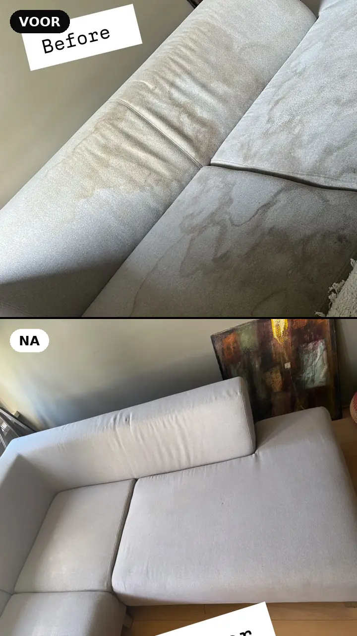 Hoekzetel · voor en na — resultaat van The Cleaning Company