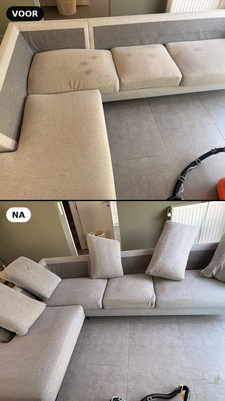 Hoekzetel · voor en na — resultaat van The Cleaning Company