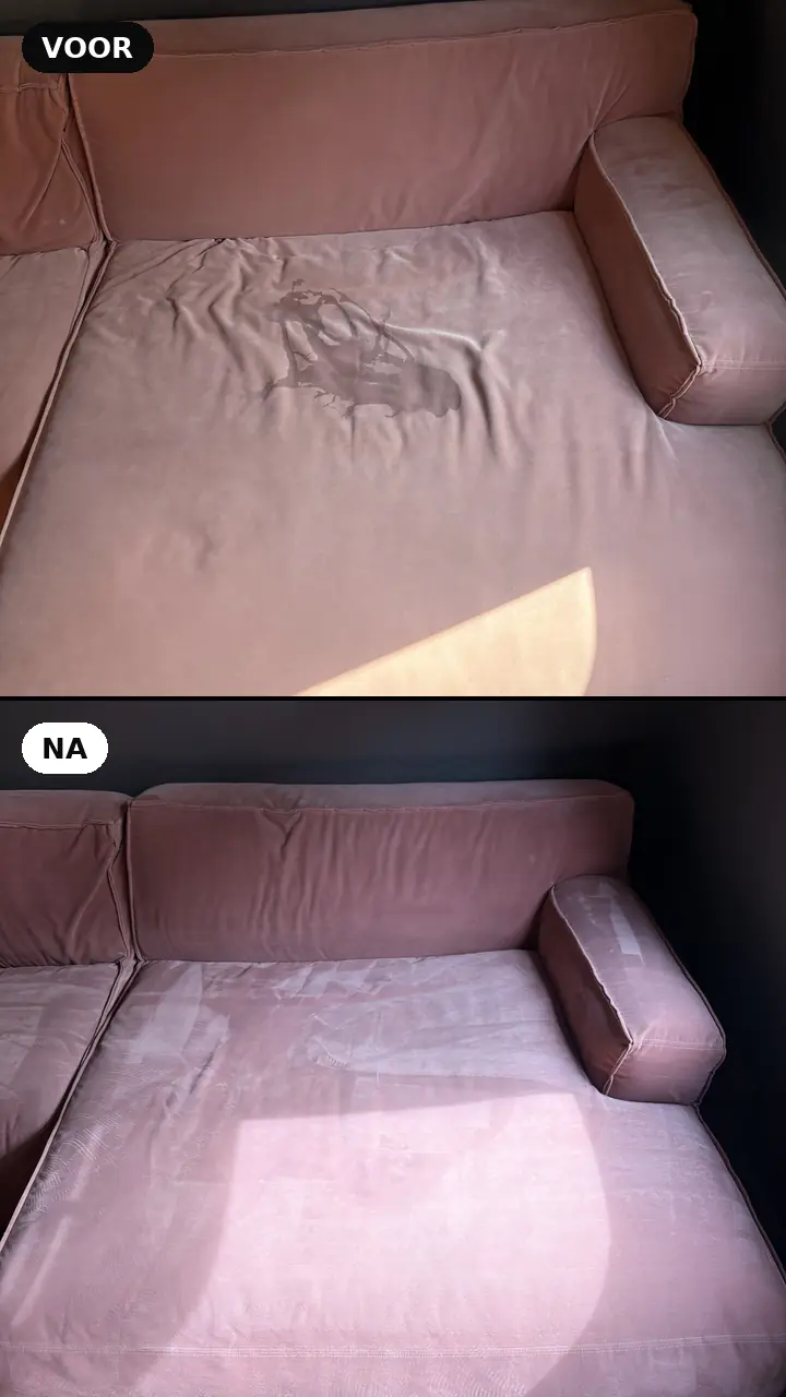 Velours · voor en na — resultaat van The Cleaning Company
